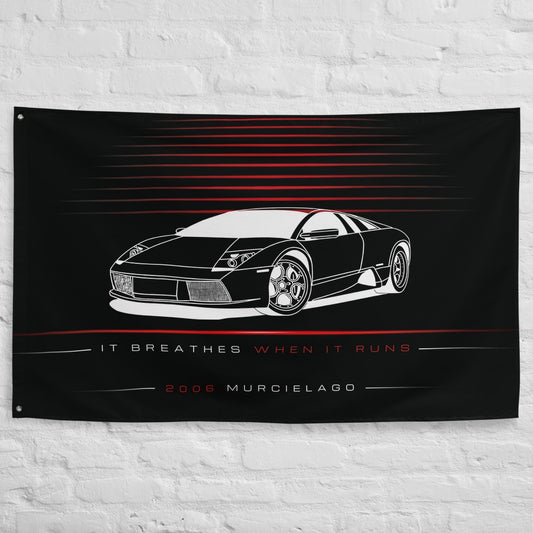 Lamborghini Murcielago 2006 car silhouette flag - White Brick Wall