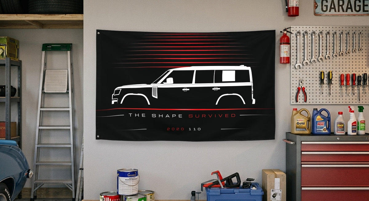 Land Rover 110 2020 car silhouette flag - Garage Wall