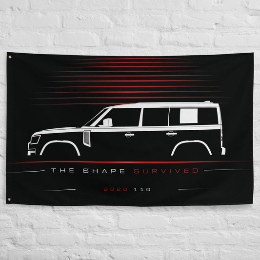 Land Rover 110 2020 car silhouette flag - White Brick Wall