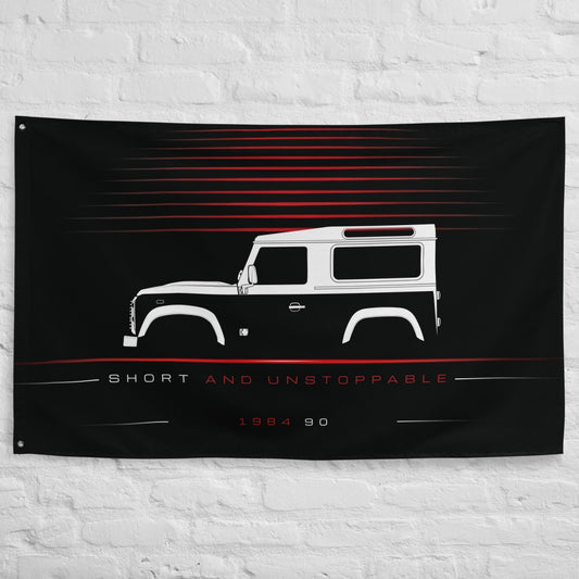 Land Rover 90 1984 car silhouette flag - White Brick Wall