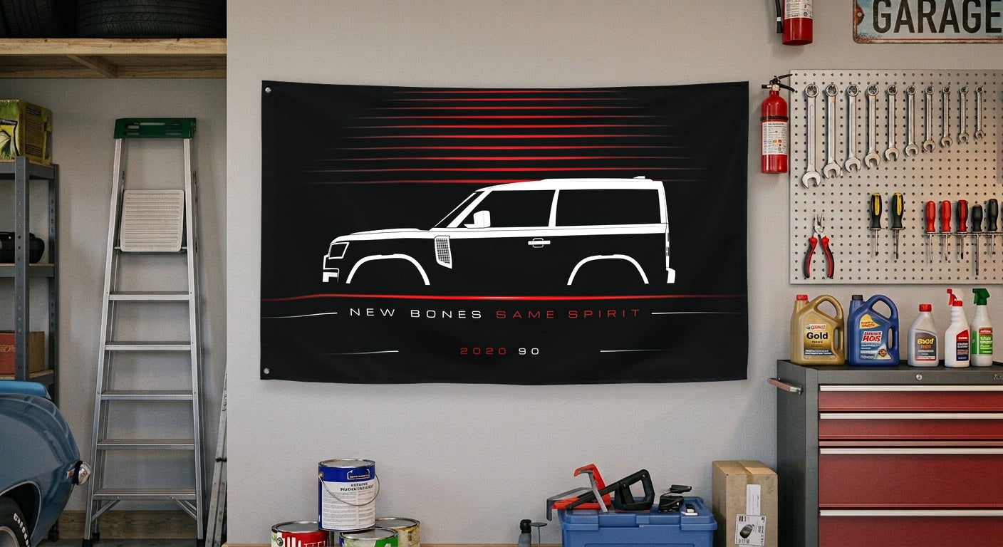 Land Rover 90 2020 car silhouette flag - Garage Wall