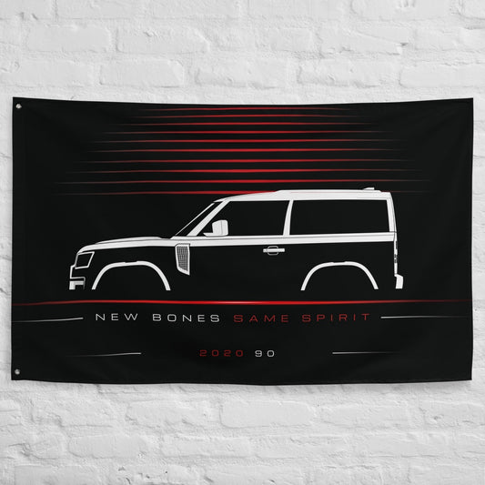 Land Rover 90 2020 car silhouette flag - White Brick Wall