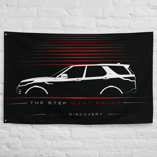 Land Rover Discovery 2017 car silhouette flag - White Brick Wall