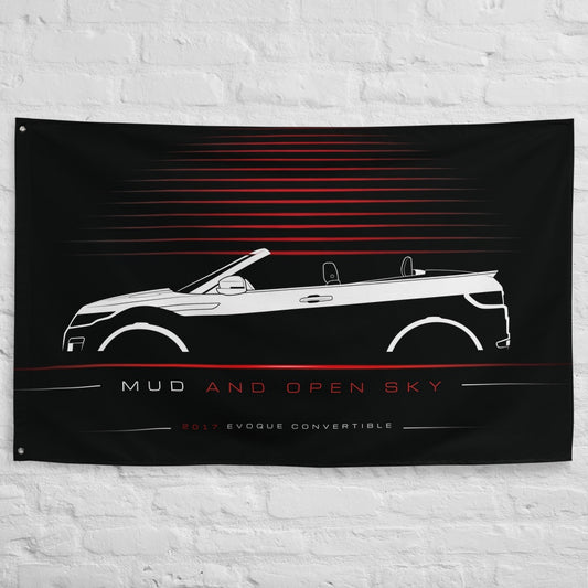 Land Rover Evoque Convertible 2017 car silhouette flag - White Brick Wall