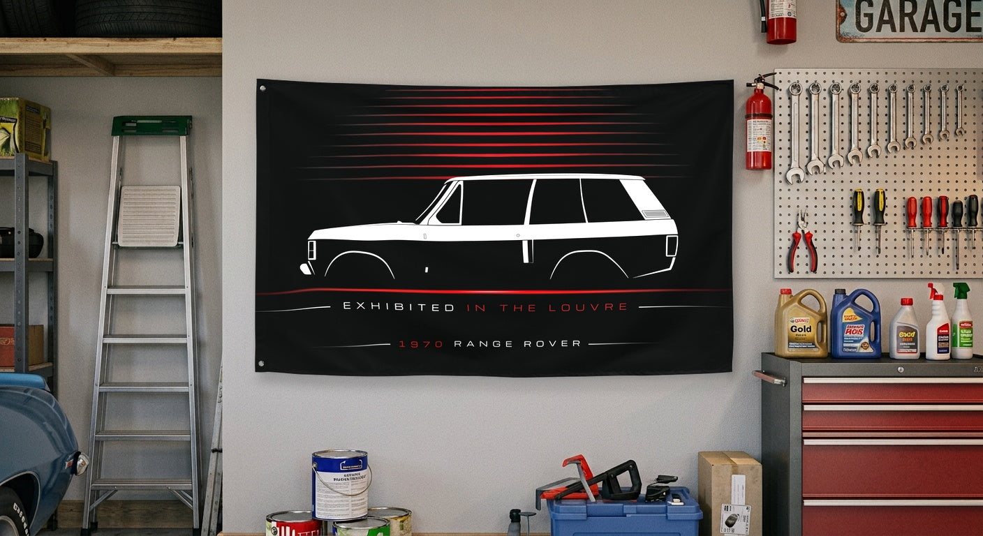 Land Rover Range Rover 1970 car silhouette flag - Garage Wall
