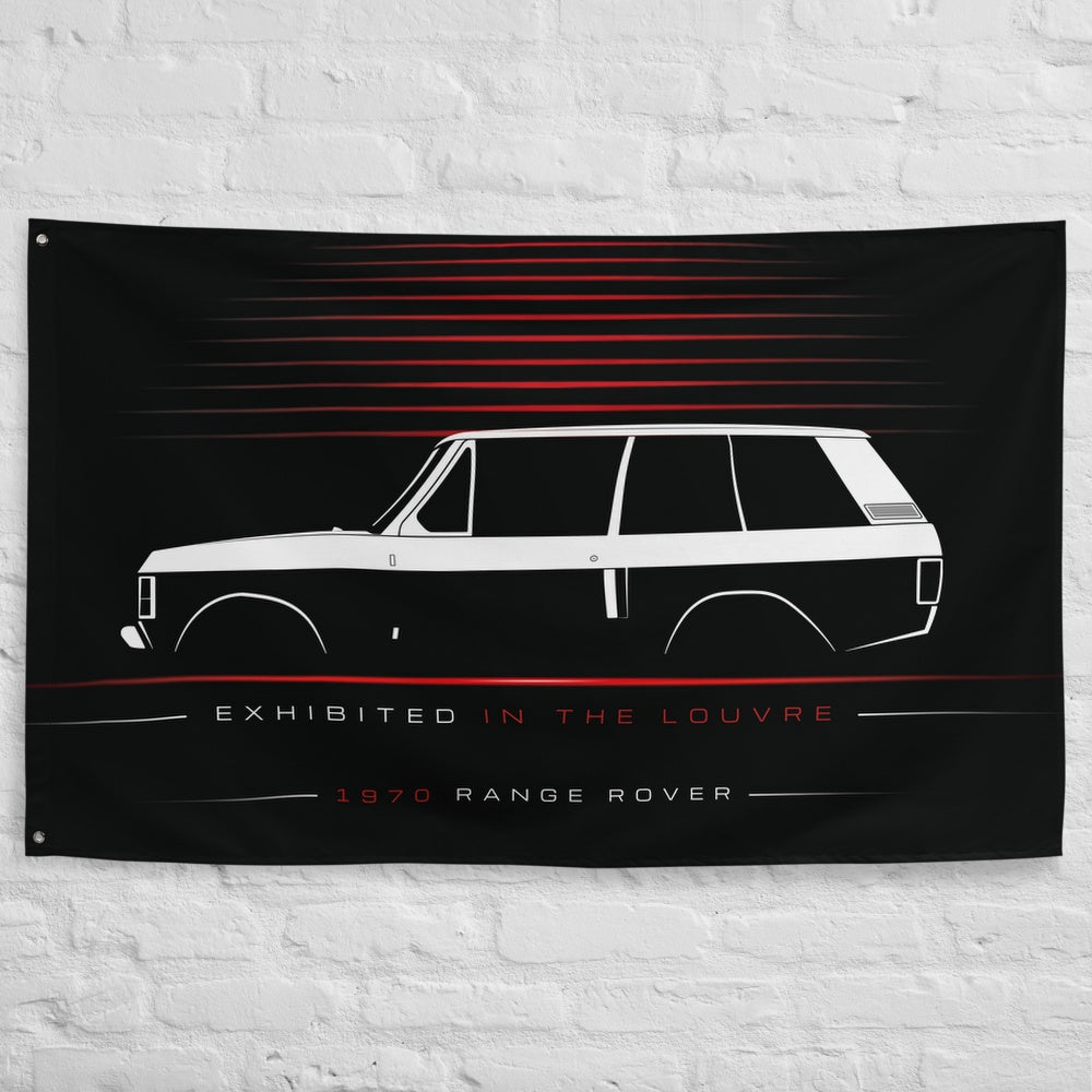 Land Rover Range Rover 1970 car silhouette flag - White Brick Wall