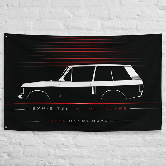 Land Rover Range Rover 1970 car silhouette flag - White Brick Wall