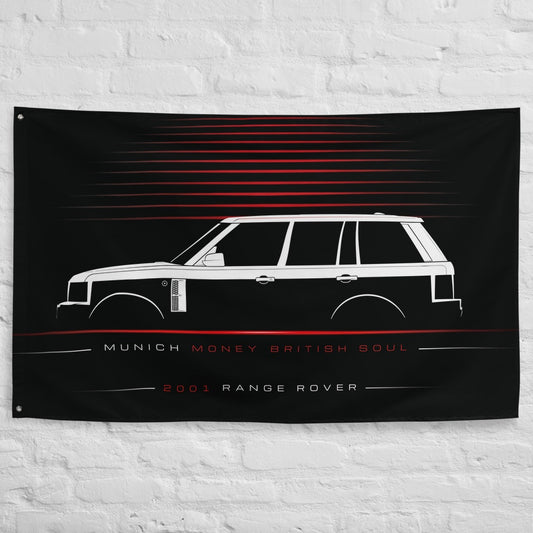 Land Rover Range Rover 2001 car silhouette flag - White Brick Wall