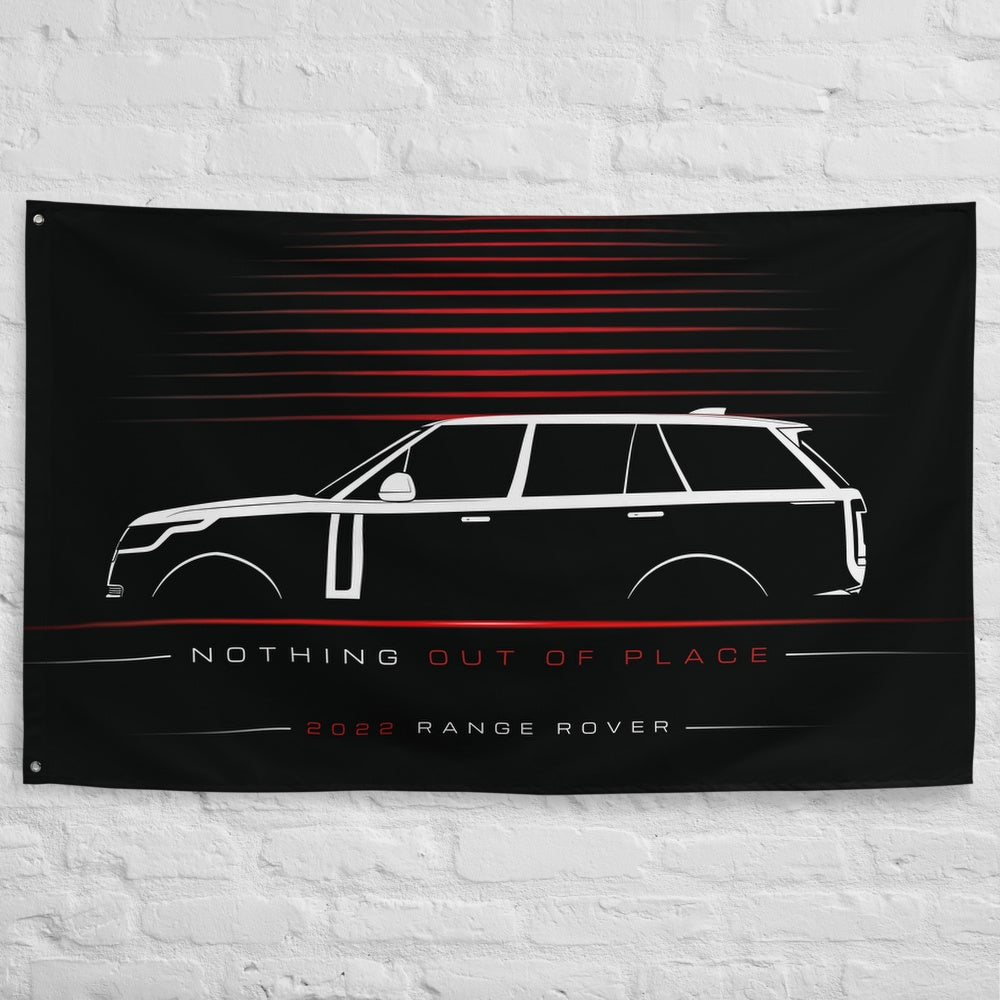 Land Rover Range Rover 2022 car silhouette flag - White Brick Wall