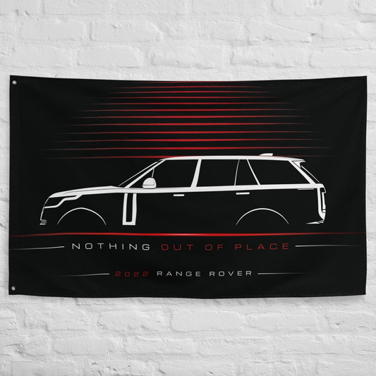 Land Rover Range Rover 2022 car silhouette flag - White Brick Wall