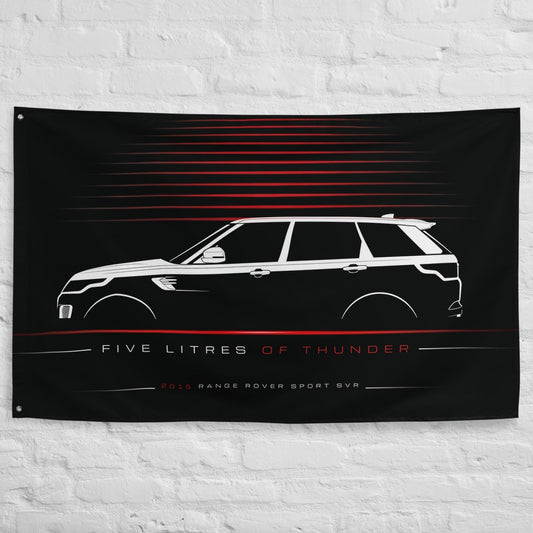 Land Rover Range Rover Sport SVR 2015 car silhouette flag - White Brick Wall