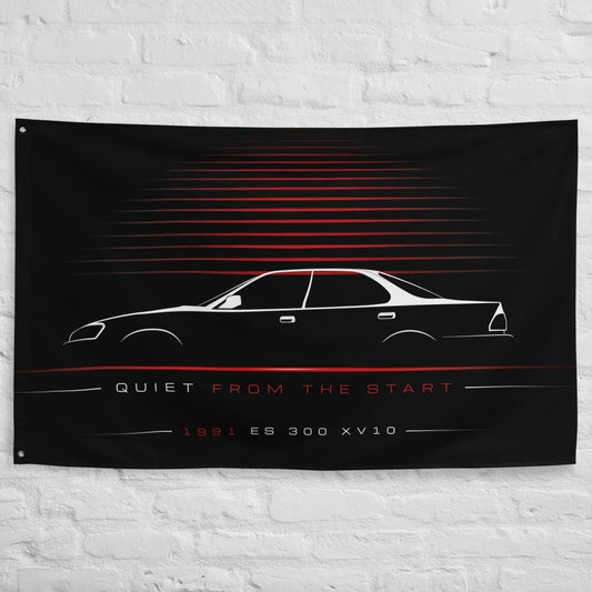 Lexus ES 300 XV10 1991 car silhouette flag - White Brick Wall