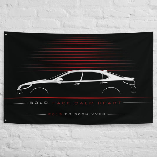 Lexus ES 300h XV60 2013 car silhouette flag - White Brick Wall