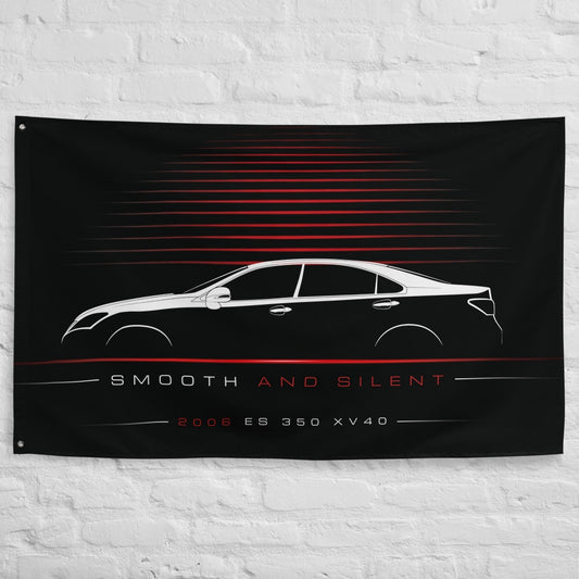 Lexus ES 350 XV40 2006 car silhouette flag - White Brick Wall