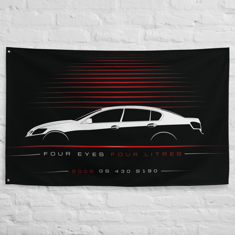 Lexus GS 430 S190 2006 car silhouette flag - White Brick Wall