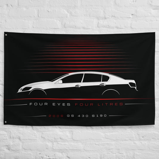 Lexus GS 430 S190 2006 car silhouette flag - White Brick Wall
