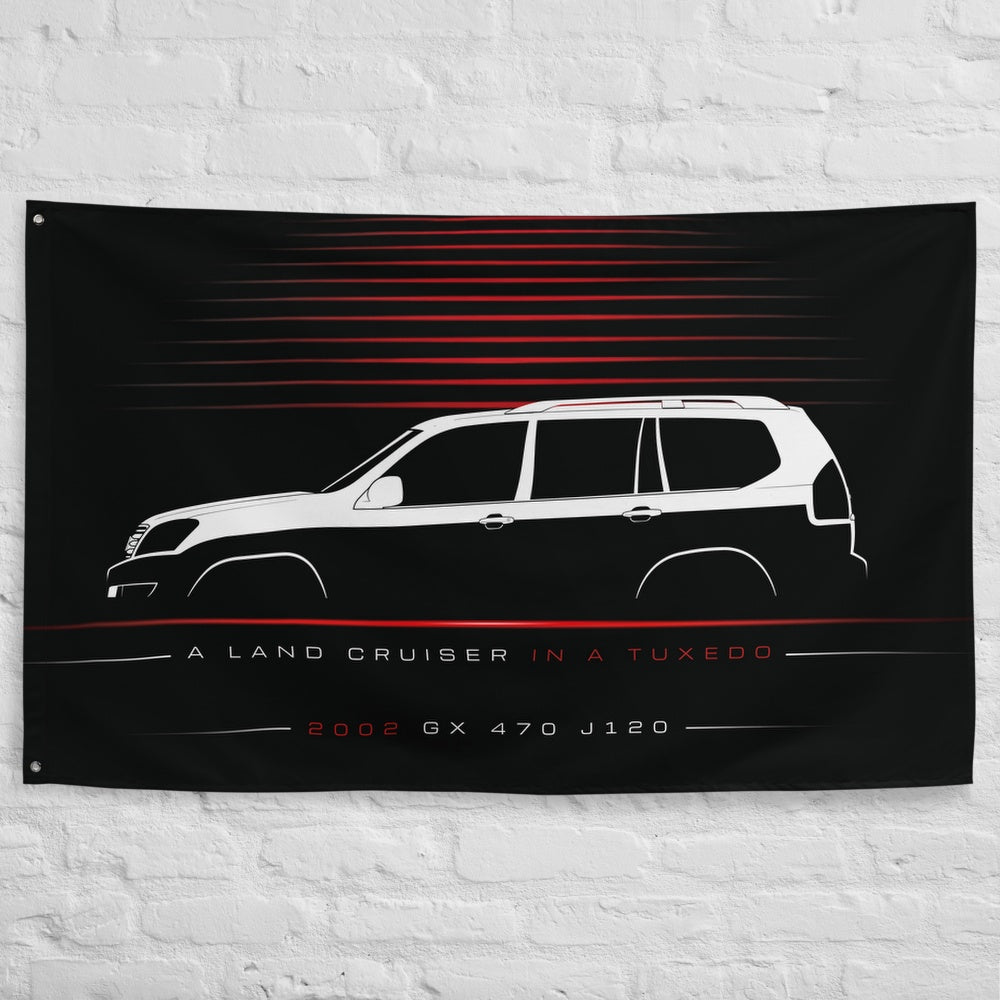 Lexus GX 470 J120 2002 car silhouette flag - White Brick Wall