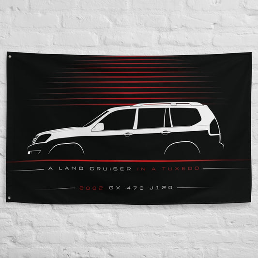 Lexus GX 470 J120 2002 car silhouette flag - White Brick Wall