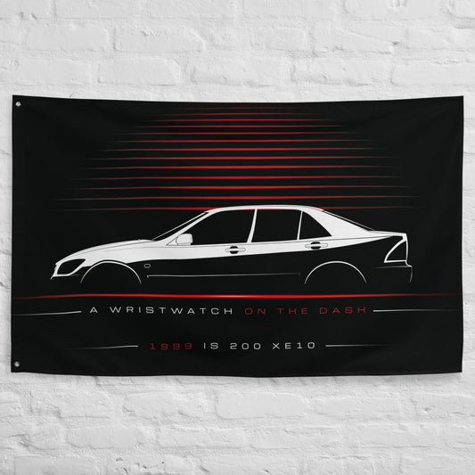 Lexus IS 200 XE10 1999 car silhouette flag - White Brick Wall