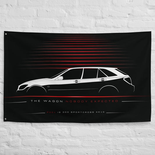 Lexus IS 300 Sportcross XE10 2001 car silhouette flag - White Brick Wall