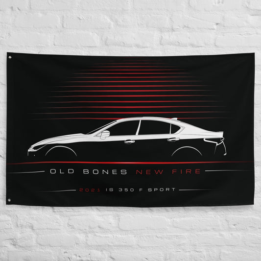 Lexus IS 350 F Sport 2021 car silhouette flag - White Brick Wall