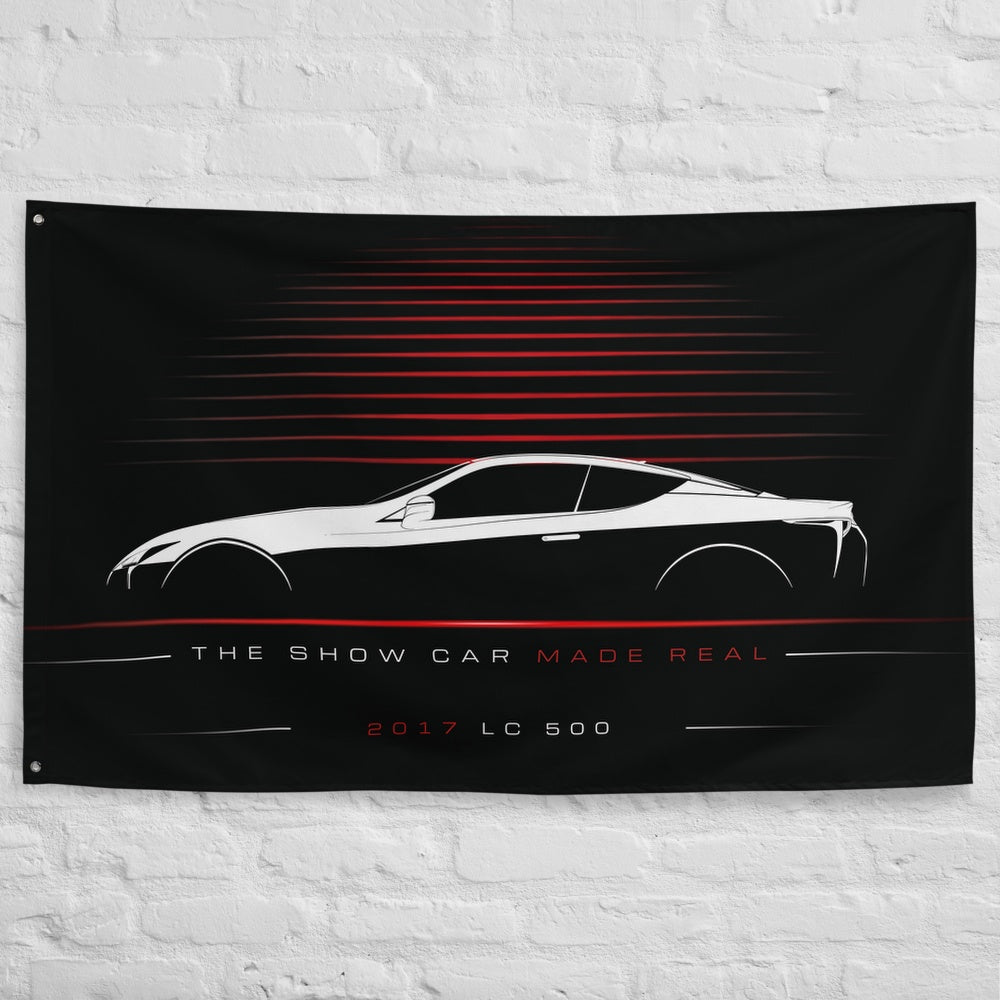 Lexus LC 500 2017 car silhouette flag - White Brick Wall