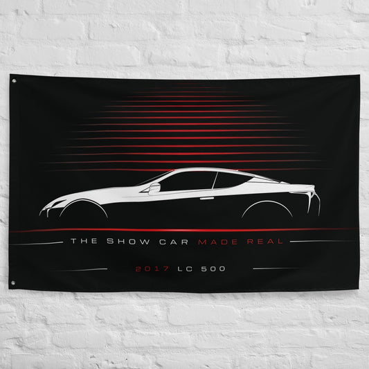 Lexus LC 500 2017 car silhouette flag - White Brick Wall