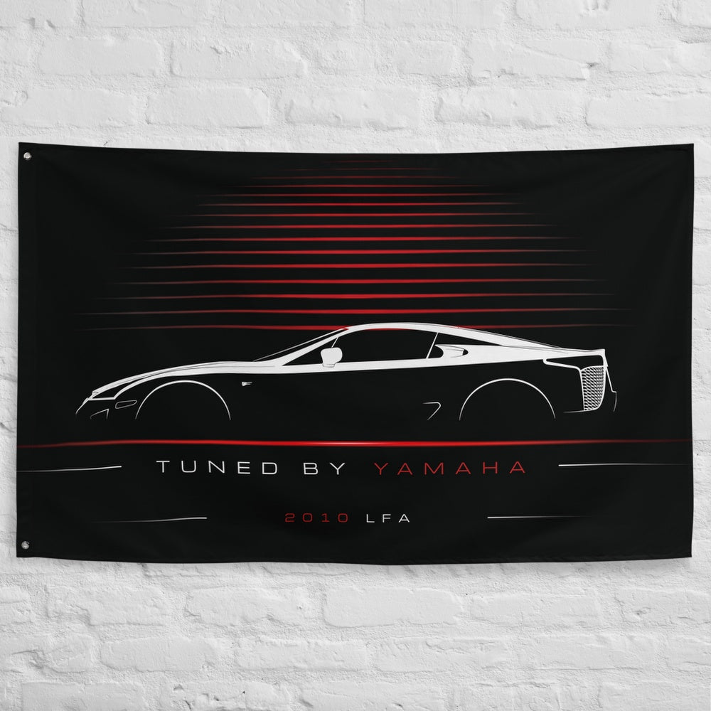 Lexus LFA 2010 car silhouette flag - White Brick Wall