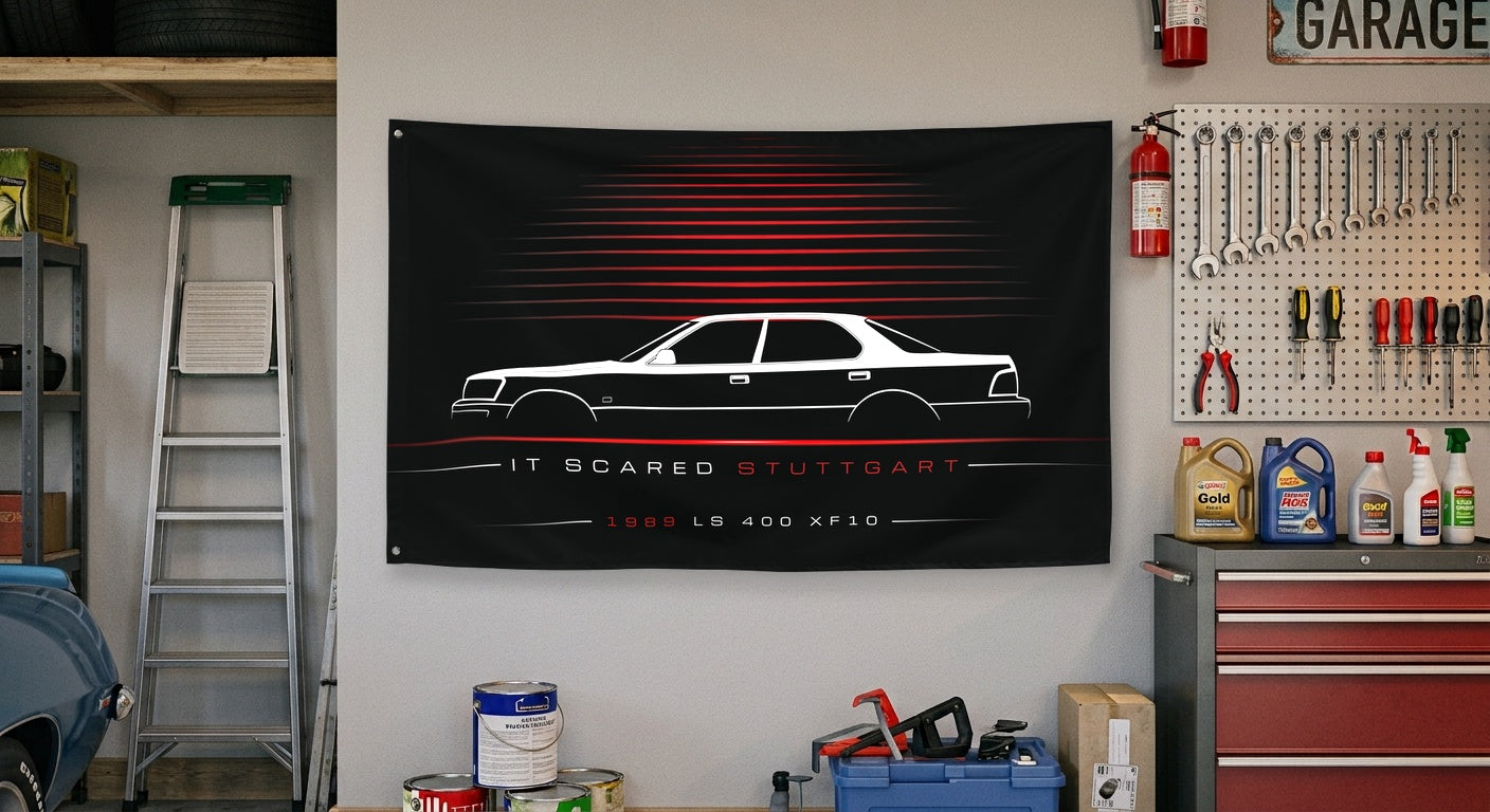 Lexus LS 400 XF10 1989 car silhouette flag - Garage Wall