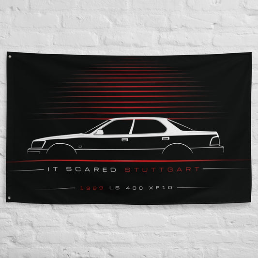 Lexus LS 400 XF10 1989 car silhouette flag - White Brick Wall