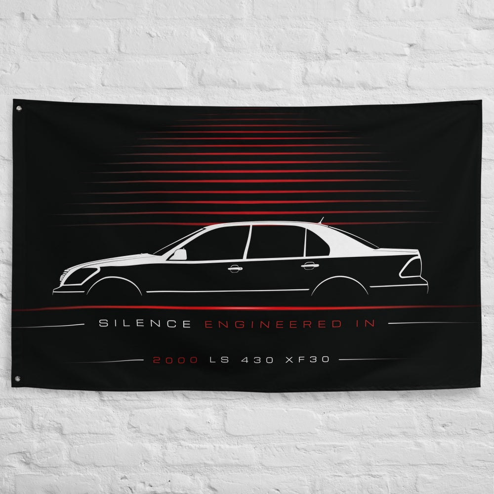 Lexus LS 430 XF30 2000 car silhouette flag - White Brick Wall