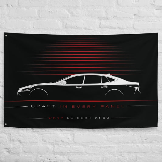 Lexus LS 500h XF50 2017 car silhouette flag - White Brick Wall