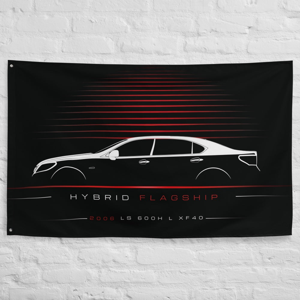 Lexus LS 600h L XF40 2006 car silhouette flag - White Brick Wall