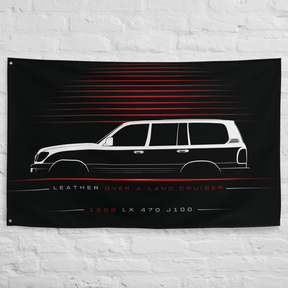 Lexus LX 470 J100 1999 car silhouette flag - White Brick Wall