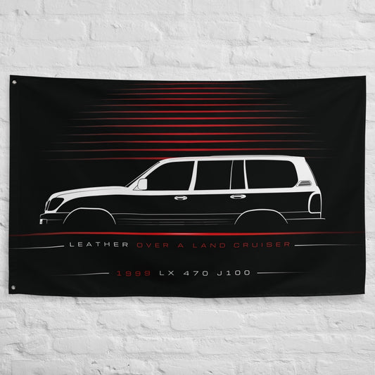 Lexus LX 470 J100 1999 car silhouette flag - White Brick Wall