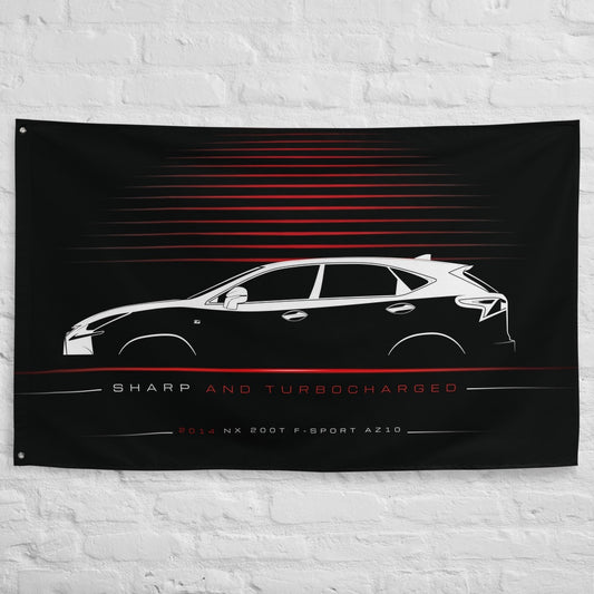 Lexus NX 200t F-Sport AZ10 2014 car silhouette flag - White Brick Wall