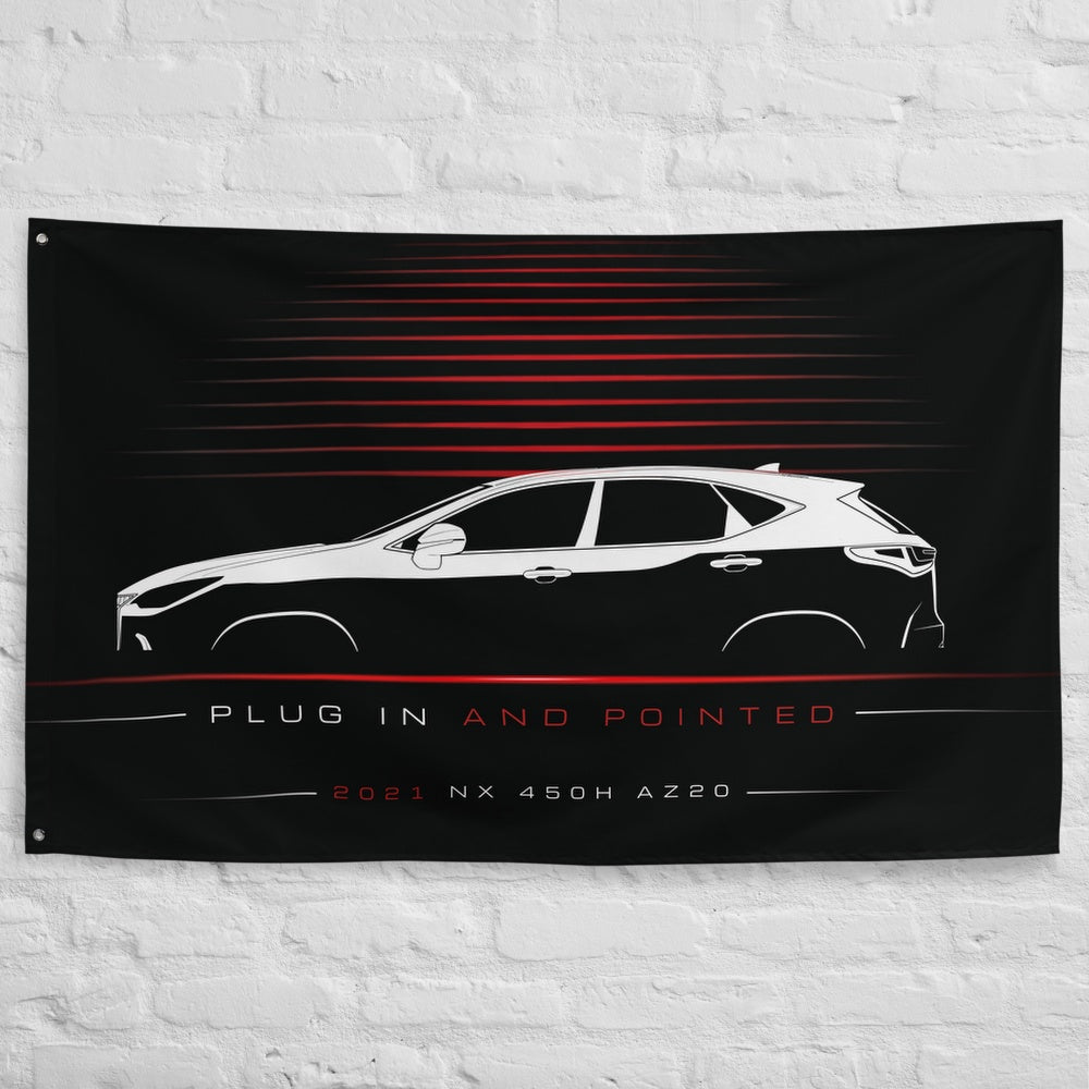 Lexus NX 450h AZ20 2021 car silhouette flag - White Brick Wall