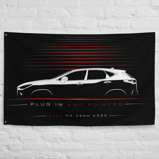 Lexus NX 450h AZ20 2021 car silhouette flag - White Brick Wall