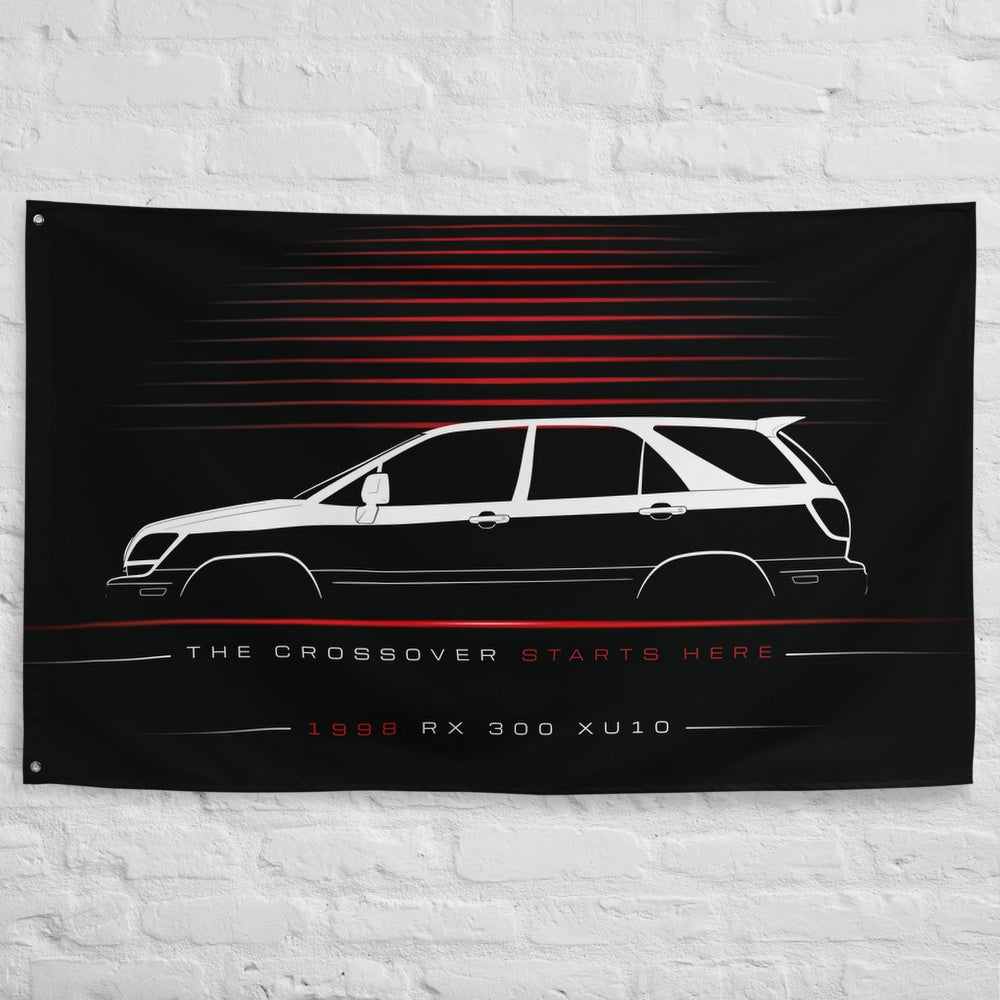 Lexus RX 300 XU10 1998 car silhouette flag - White Brick Wall