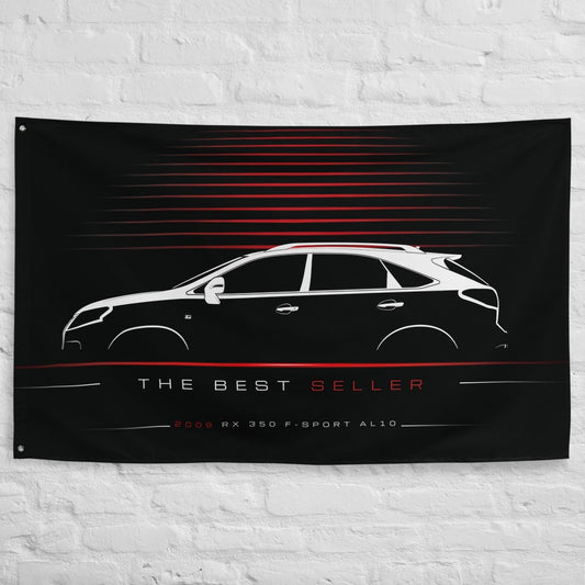 Lexus RX 350 F-Sport AL10 2009 car silhouette flag - White Brick Wall