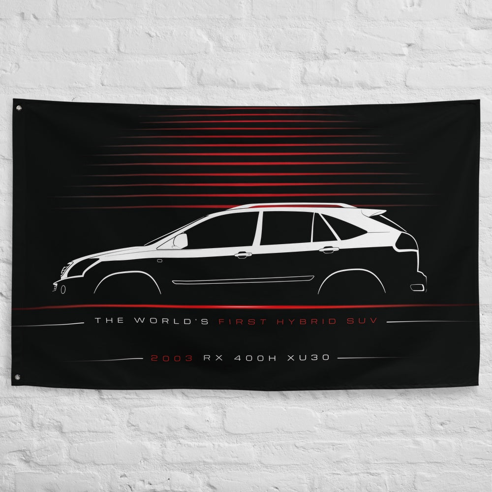 Lexus RX 400h XU30 2003 car silhouette flag - White Brick Wall
