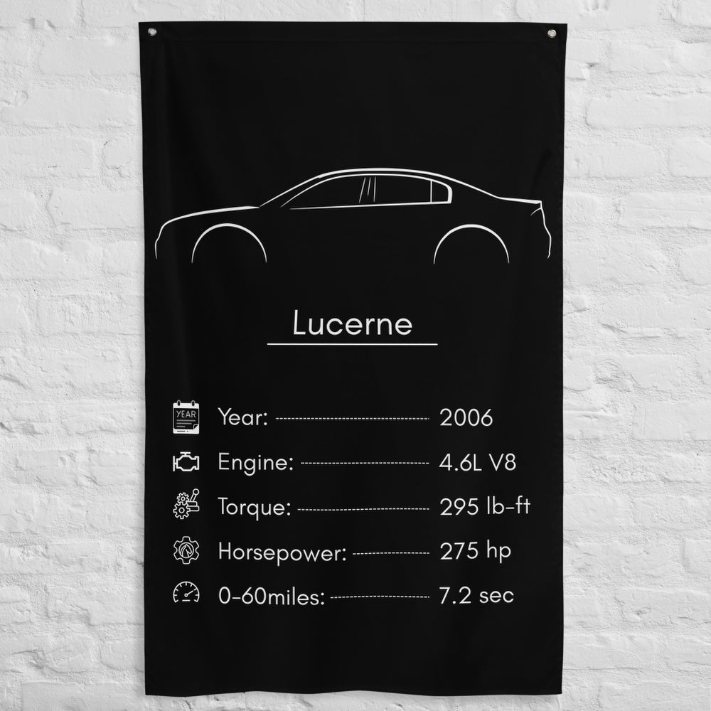 Buick Lucerne 2006 car silhouette spec flag - White Brick Wall
