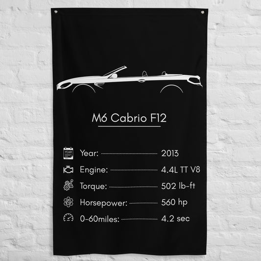 BMW M6 Cabrio F12 2013 car silhouette spec flag - White Brick Wall