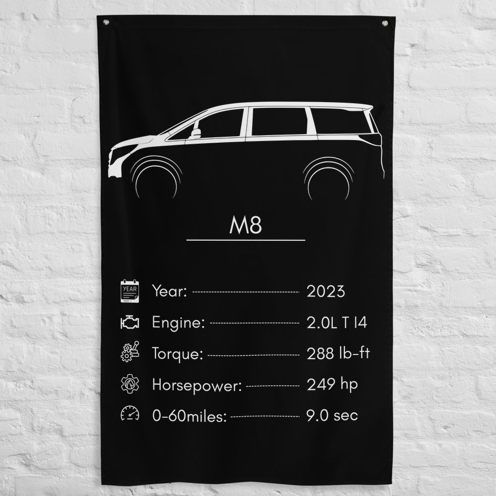 GAC M8 2023 car silhouette spec flag - White Brick Wall