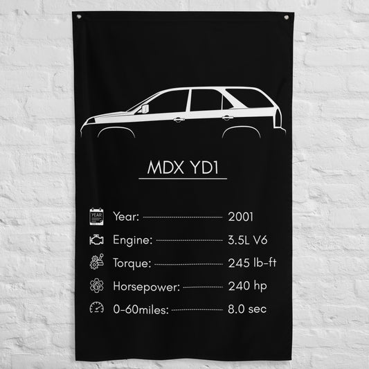 Acura MDX YD1 2001 car silhouette spec flag - White Brick Wall
