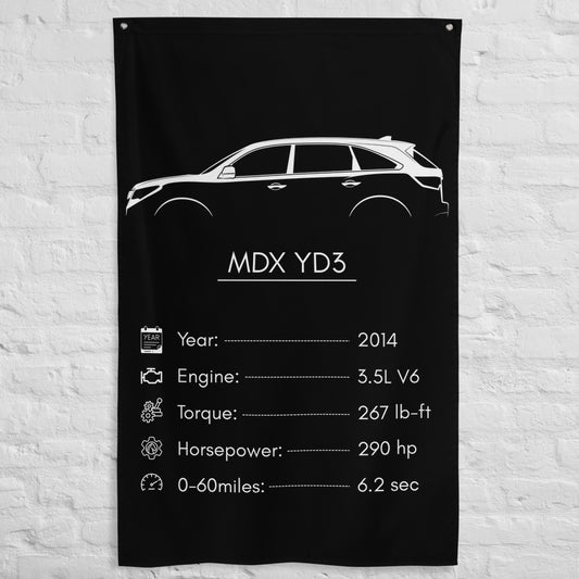 Acura MDX YD3 2014 car silhouette spec flag - White Brick Wall