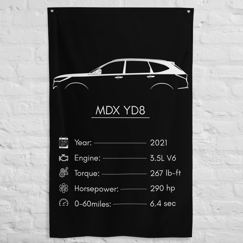 Acura MDX YD8 2021 car silhouette spec flag - White Brick Wall