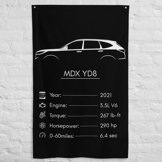 Acura MDX YD8 2021 car silhouette spec flag - White Brick Wall
