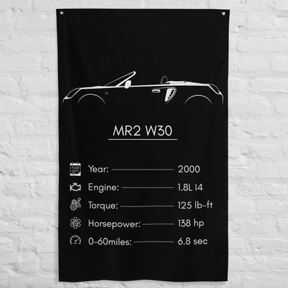 Toyota MR2 W30 2000 car silhouette spec flag - White Brick Wall
