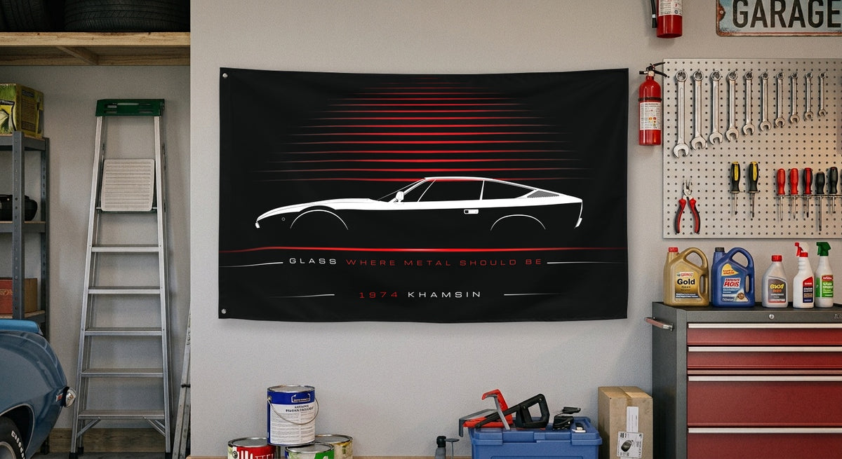 Maserati Khamsin 1974 car silhouette flag - Garage Wall